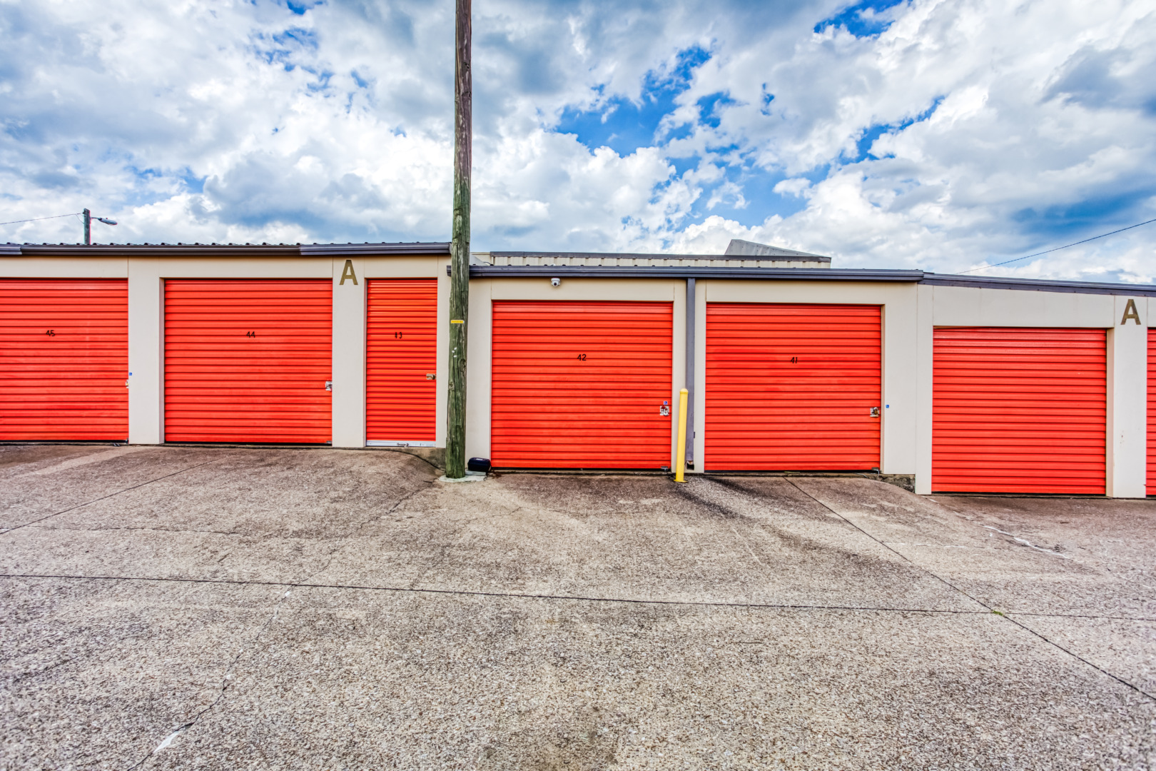 Abbott Trinity Self Storage red doors
