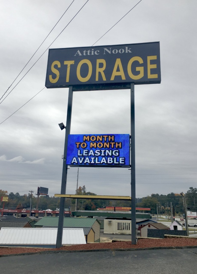 Attic Nook Self Storage signage