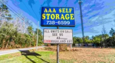 AAA Self Storage road sign.
