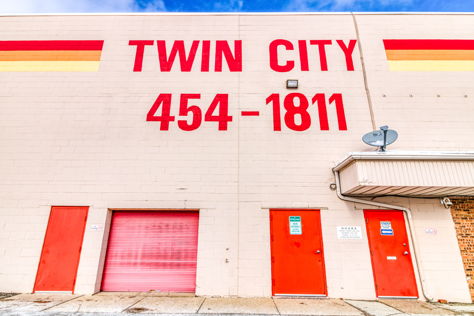 The exterior of Twin City Self Storage facility.