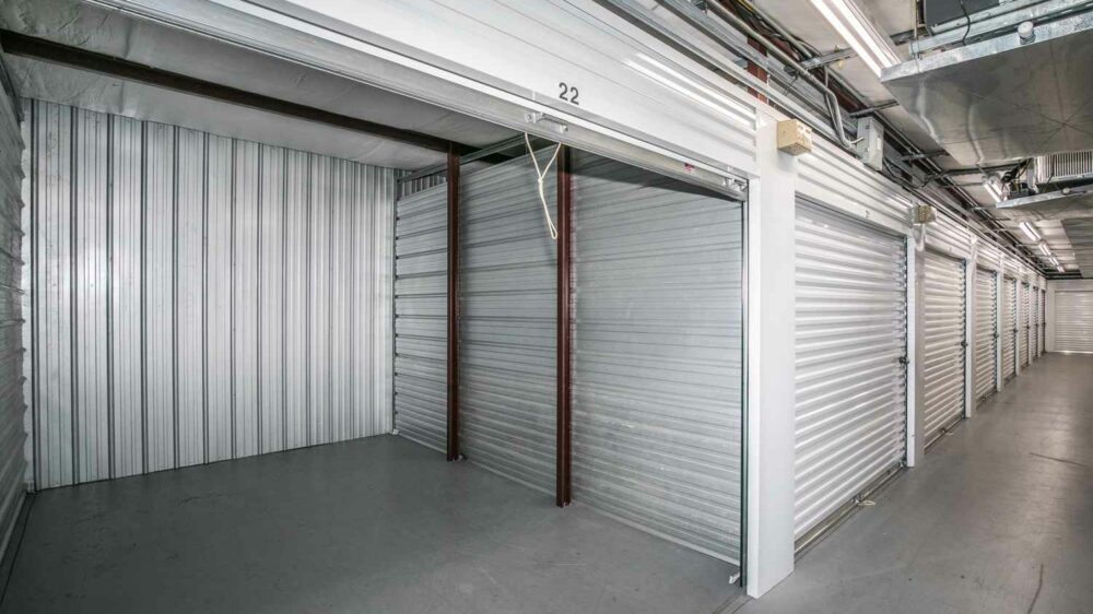 The inside of a clean, medium-sized storage unit.