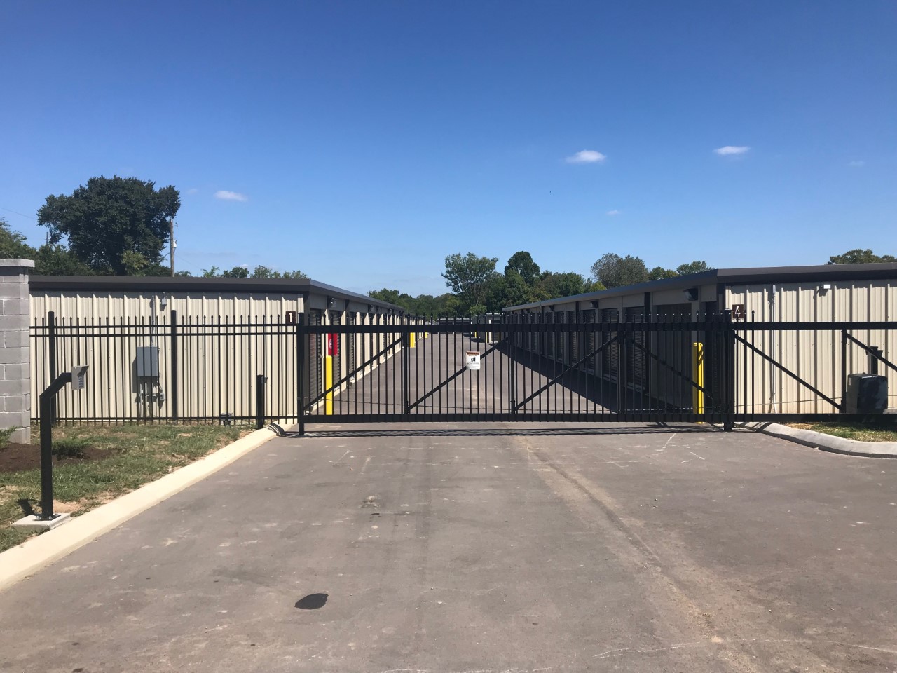 Storage facility secured access gate.