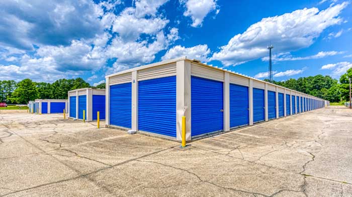 Fayetteville Storage on Yadkin Road exterior blue doors
