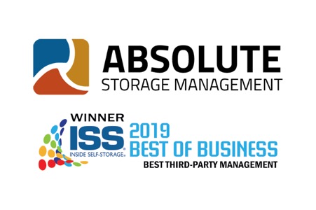 absolute storage management logo next to the iss 2019 best of business award logo