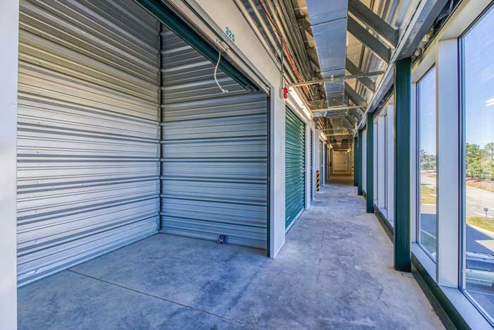 Leland Storage interior green doors