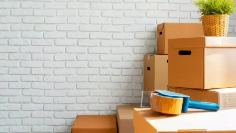 Moving boxes and tape.