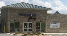 The exterior of the River Rock Storage facility office.
