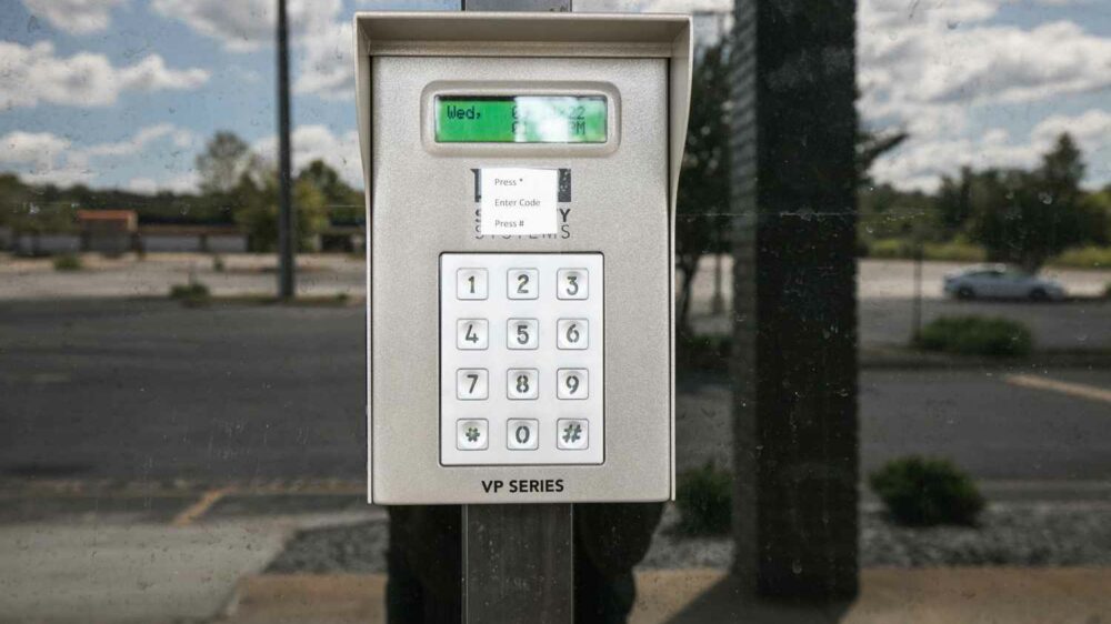 Keypad for entry to Commerce Crossing Self Storage.