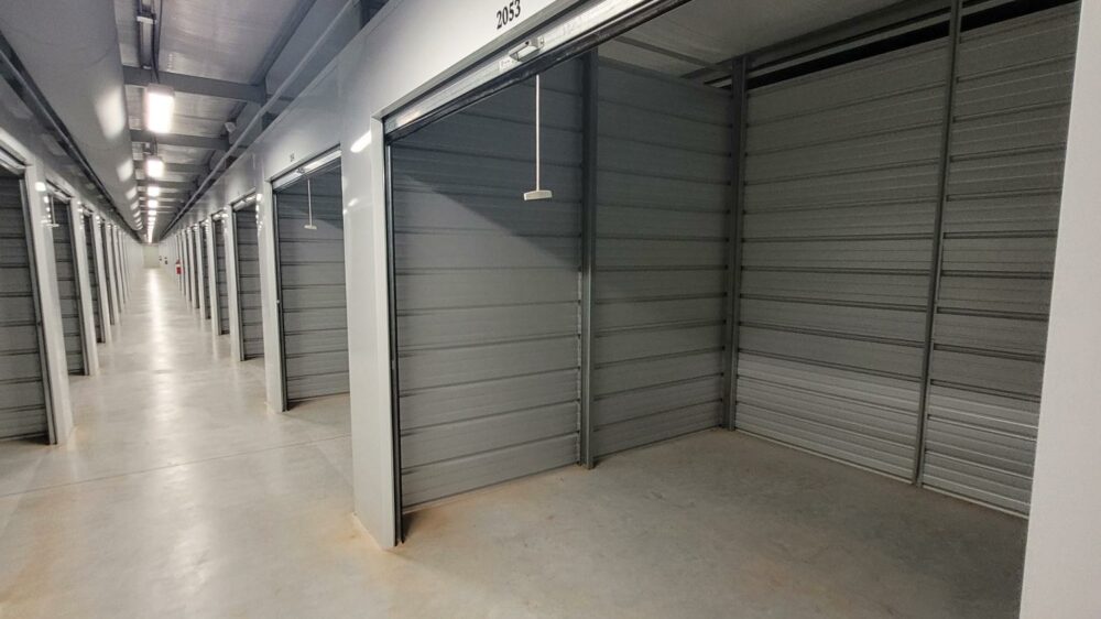 Silo Self Storage A row of interior storage units.