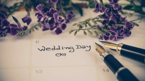 A calendar with a date labeled Wedding Day