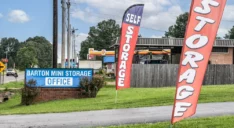 Facility signage at Barton Mini Storage.