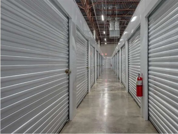An interior hallway of climate controlled storage units at My Place Self Storage Sugar Land.