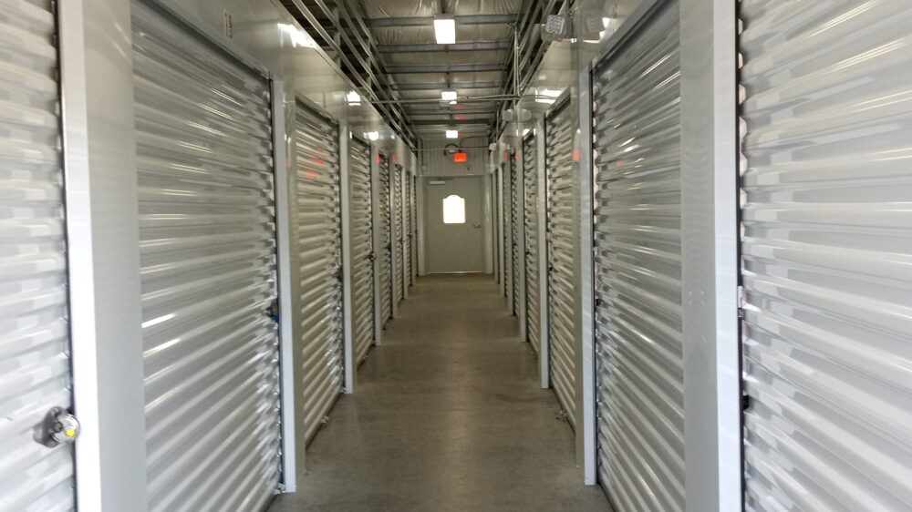 White indoor self storage units.