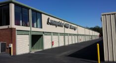 A row of drive-up access storage units at Lumpkin 400 Storage.