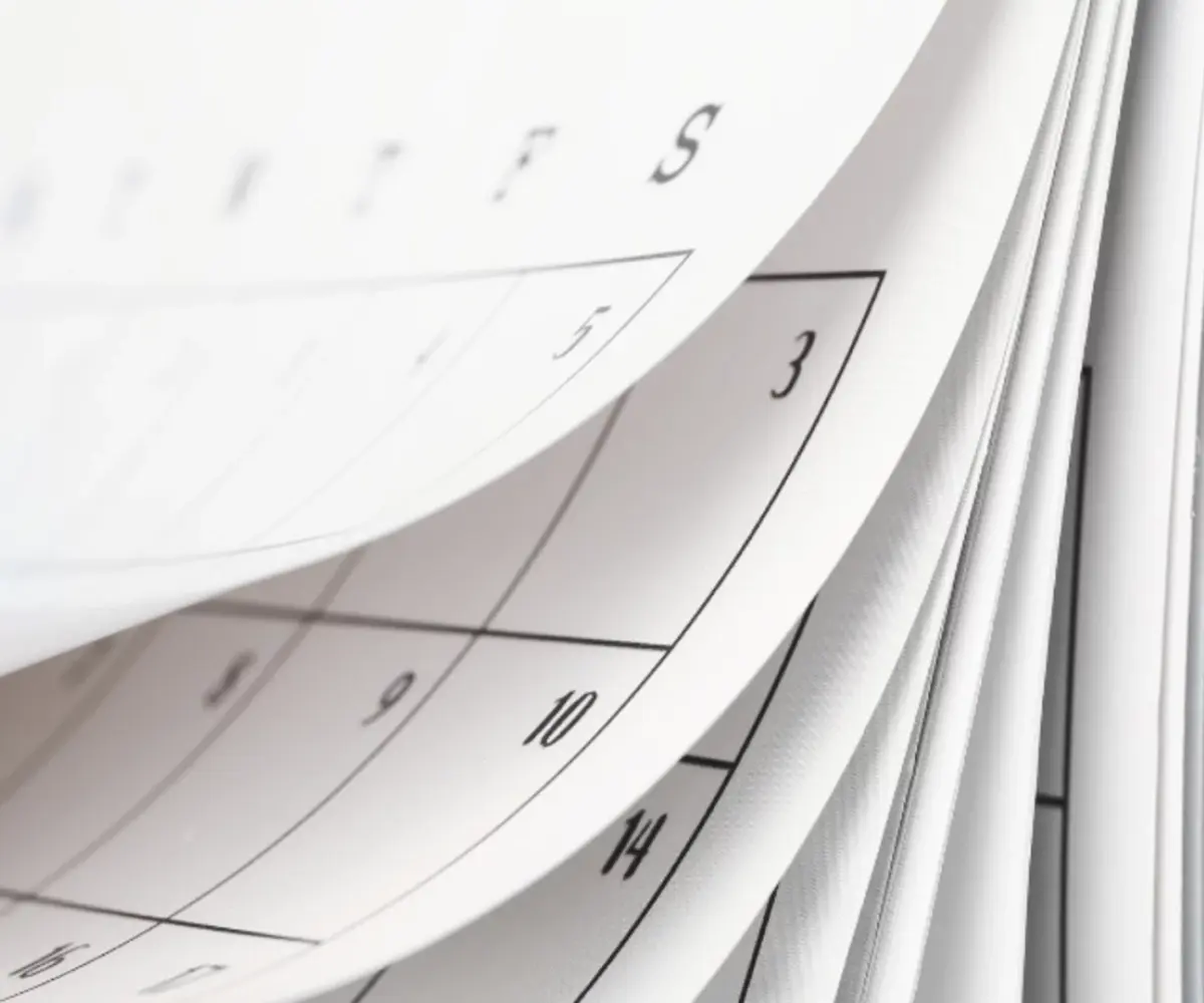 Pages flipping on a calendar.