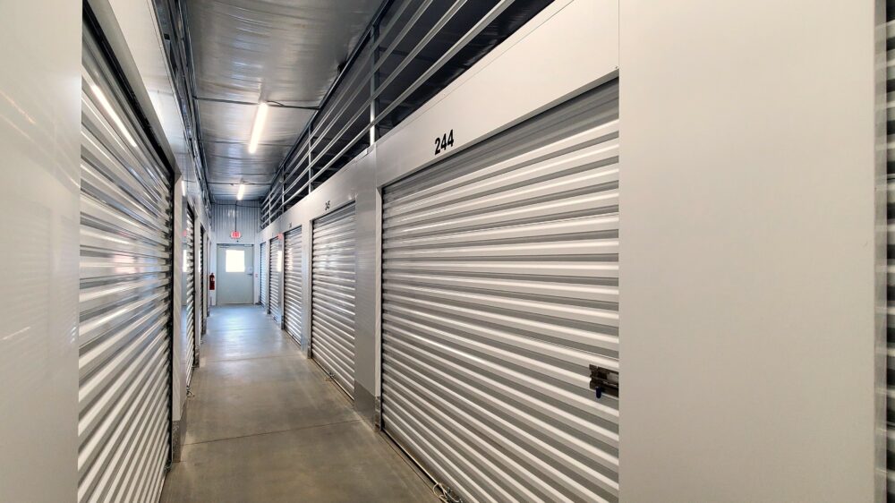 White indoor self storage units.