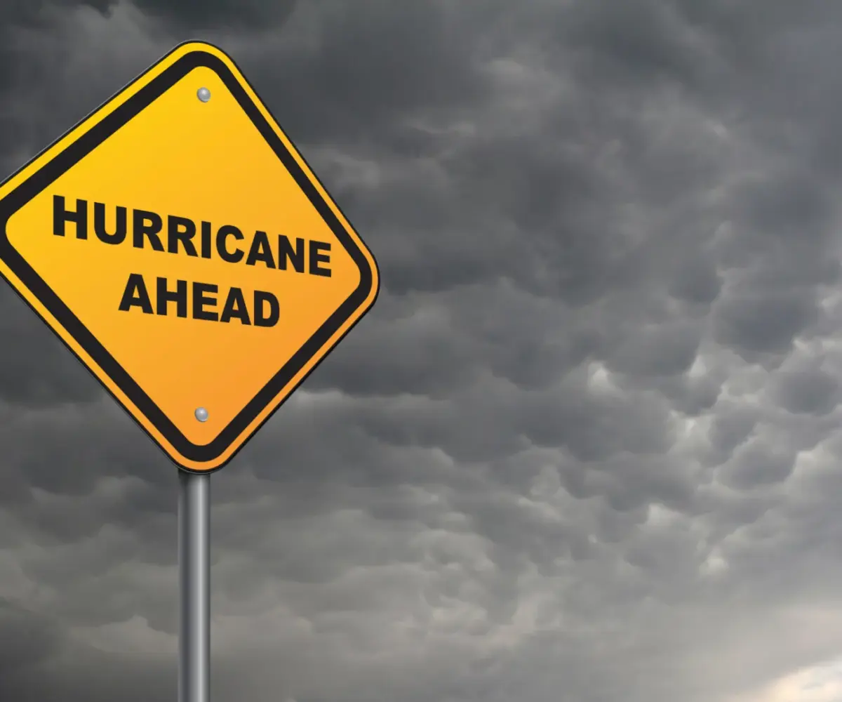 Road sign stating "Hurricane Ahead"