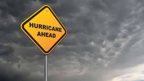 Road sign stating "Hurricane Ahead"