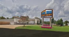 Freeway Self Storage facility signage.