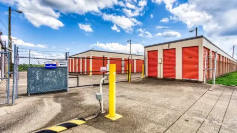 Storage facility gated with a security gate.