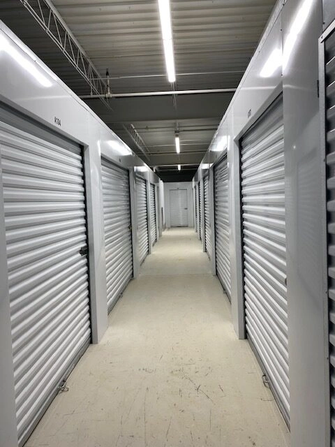 Hallway for indoor storage units.