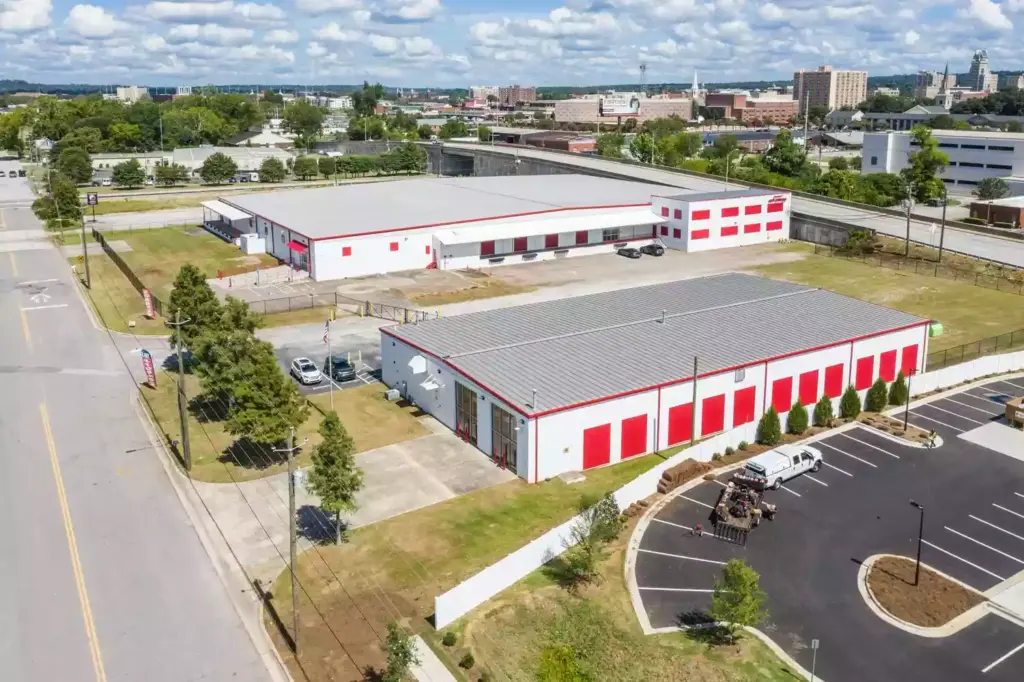Birds eye view of Augusta's Storage.