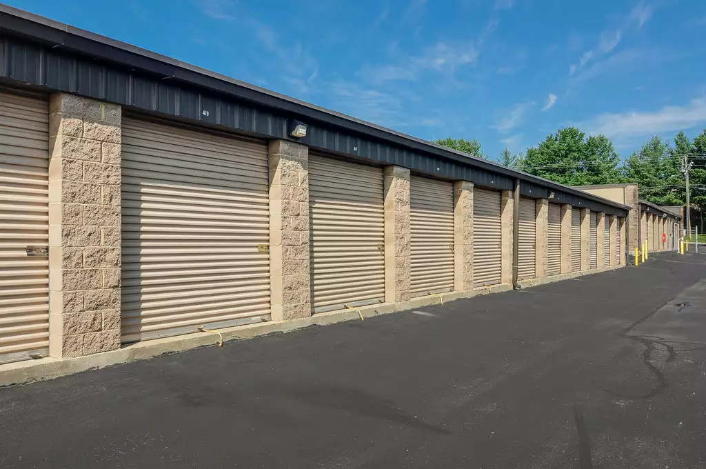 Row of outdoor storage units.