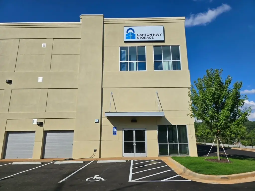 Front entrance view of Canton Hwy Storage building.