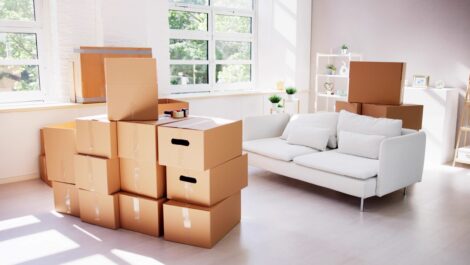 Furniture and boxes ready for storage