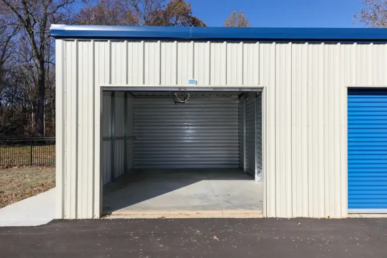 Inside view of an exterior storage unit