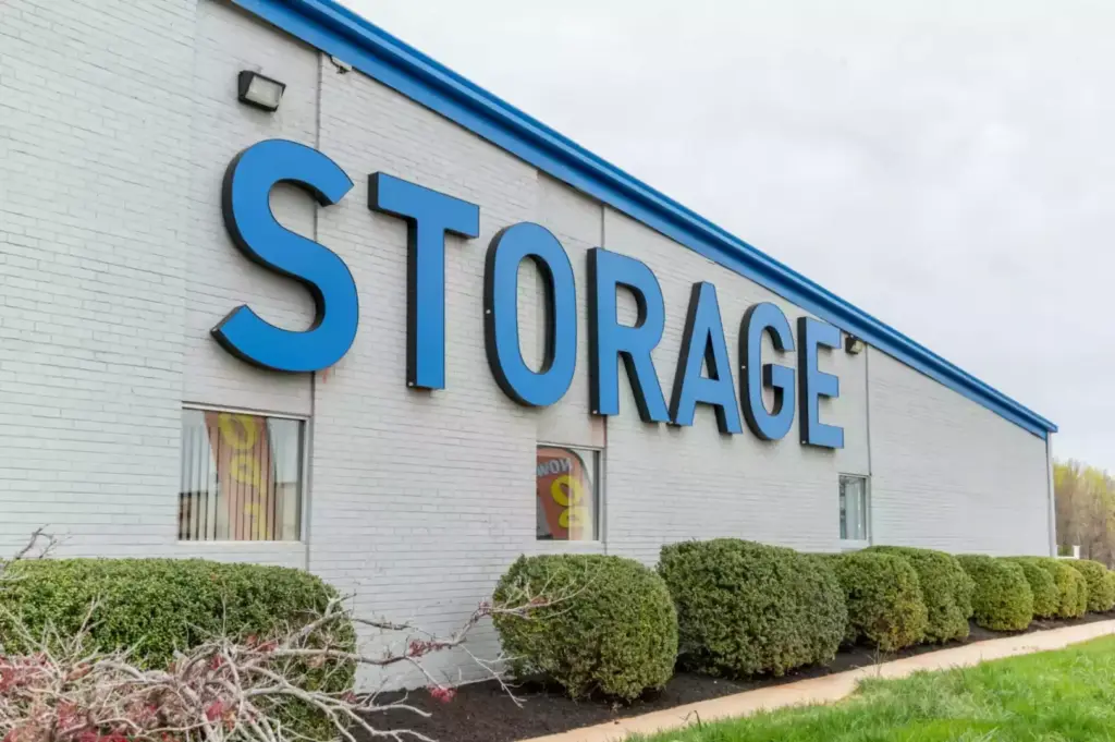 Large blue letters that spell "STORAGE".