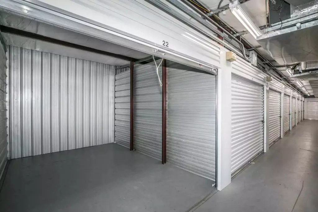 The inside of a clean, medium-sized storage unit.