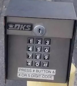 Gate code box.
