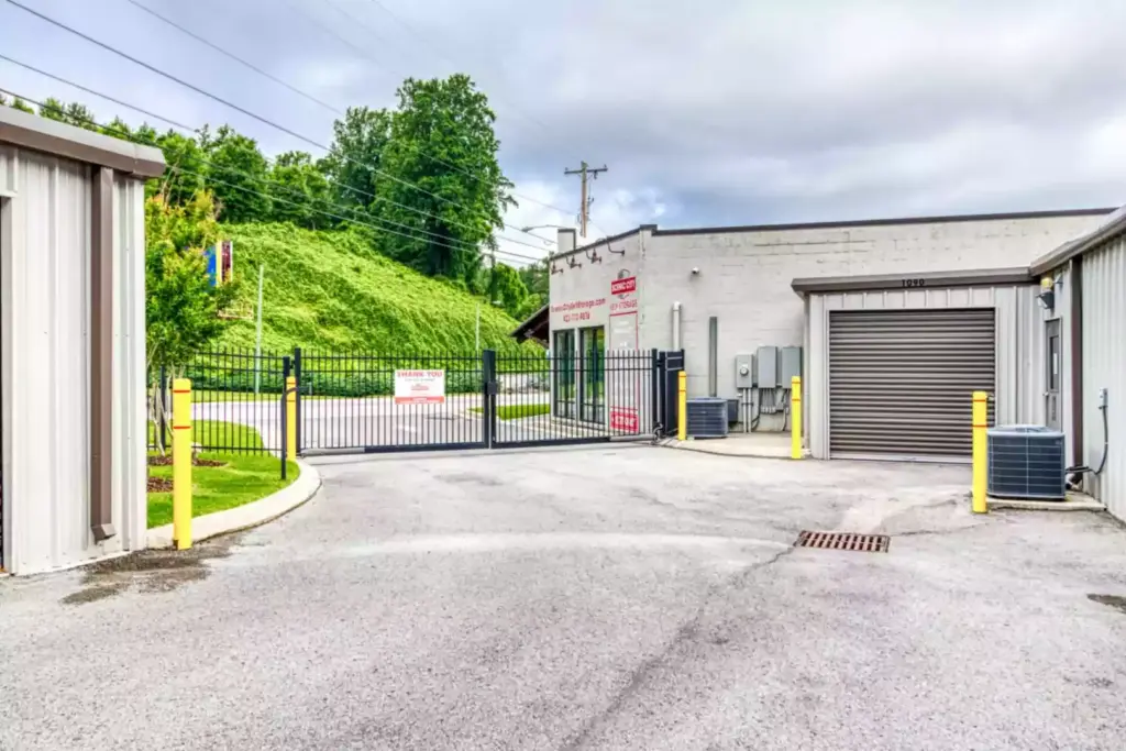Security gates at the entrance.