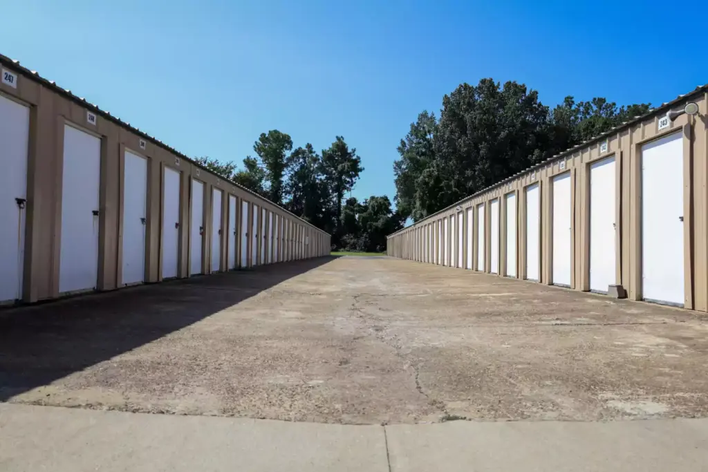 Rows of outdoor storage units