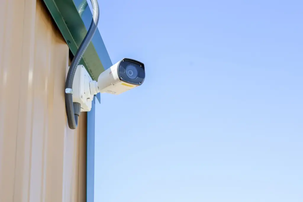 Security Camera monitoring a storage facility