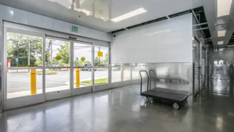 Clean entrance with a moving cart.