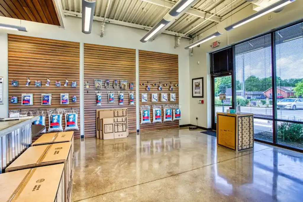 Self storage essentials retail display.