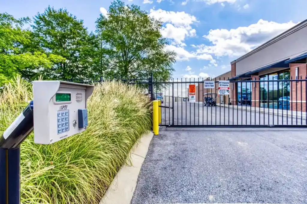 Security gates and entrance code keypad.