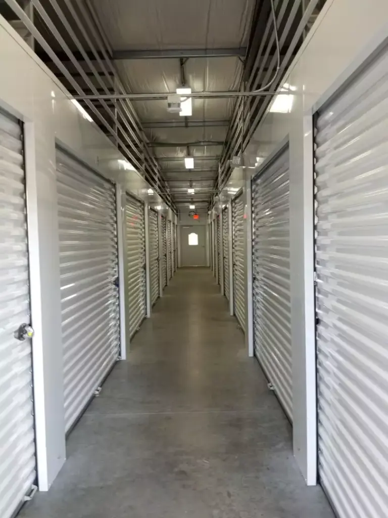 White indoor self storage units.