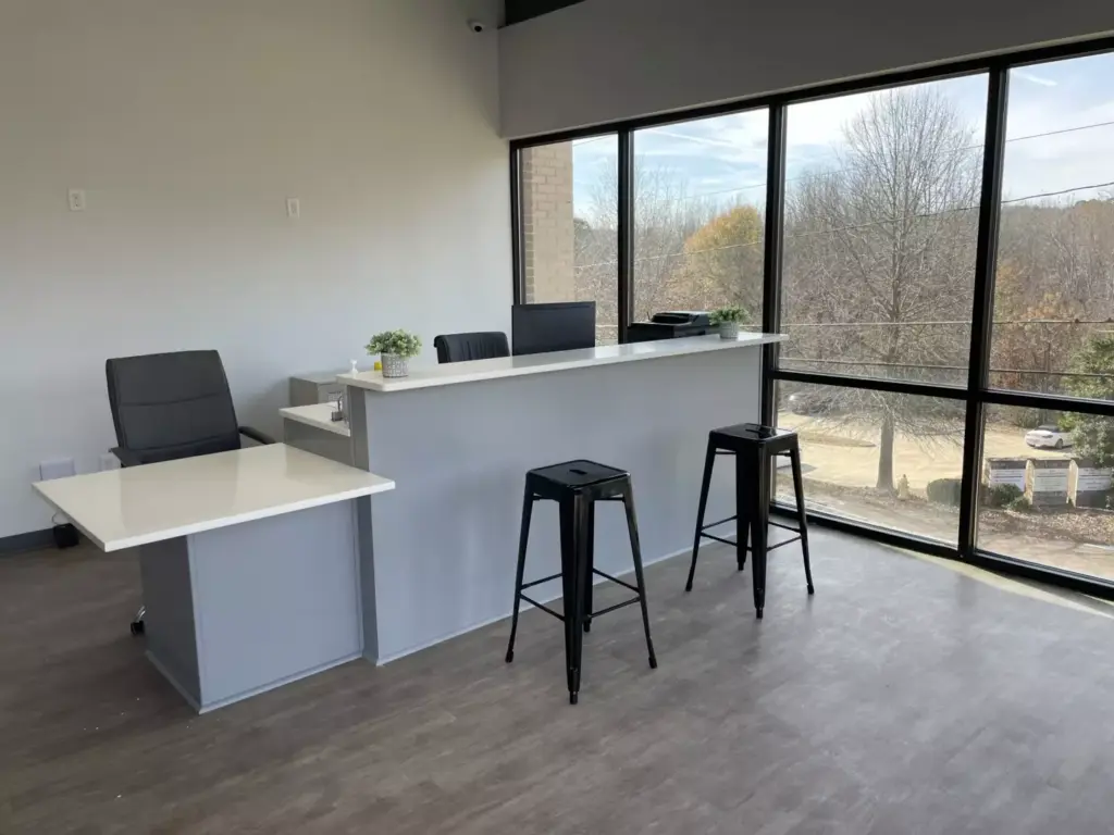 Front desk of storage facility lobby