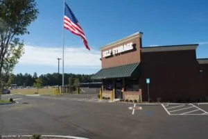 Image of Self Storage building and parking lot.