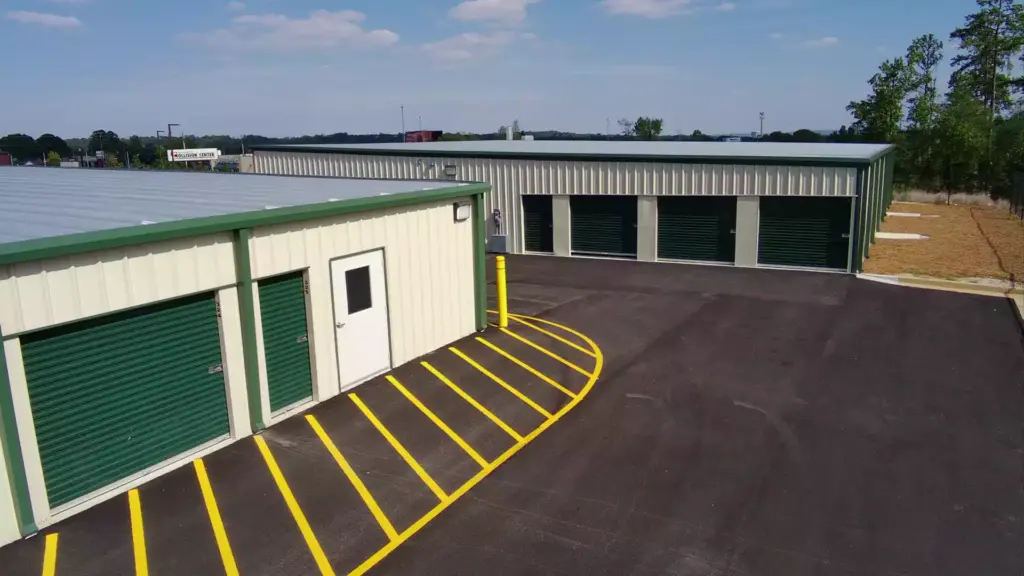 Green self storage units.