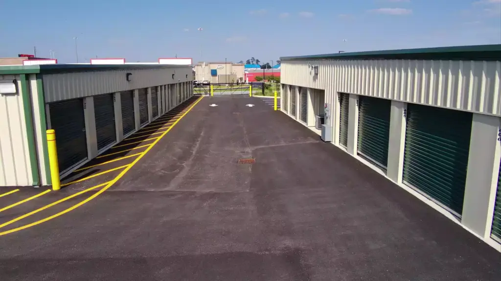 Green self storage units.