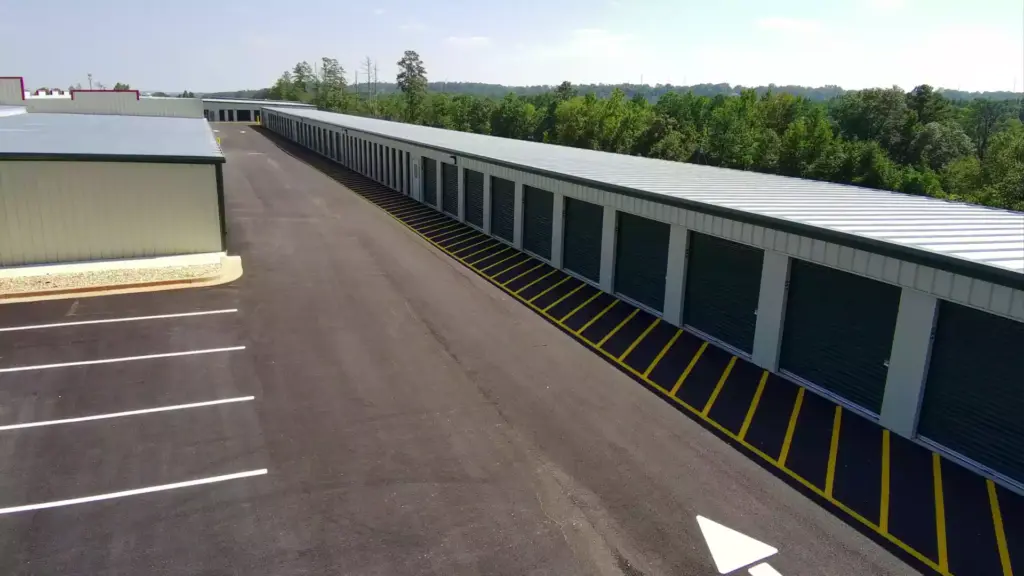 Green self storage units.