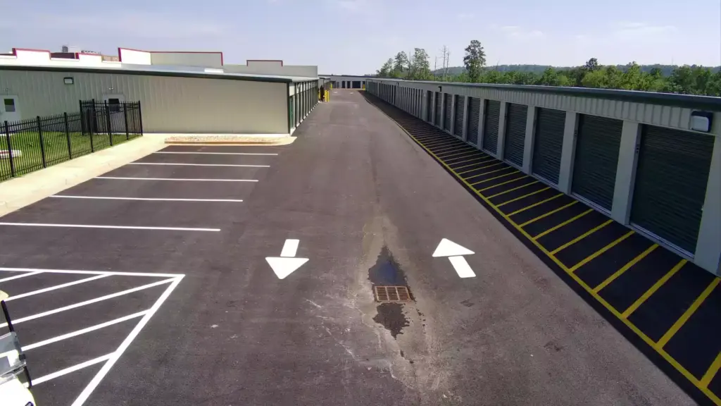 Green self storage units.