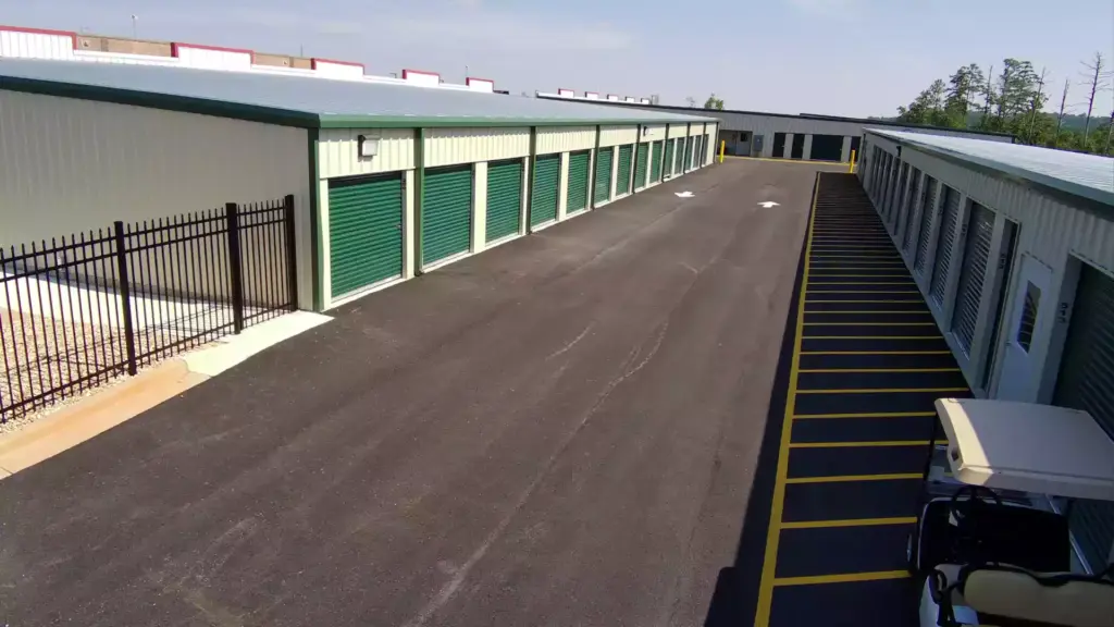 Green self storage units.