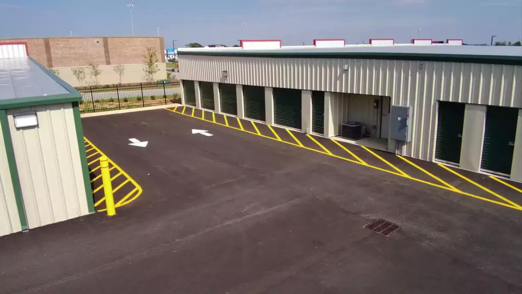 Green self storage units.