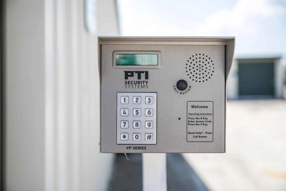 Exterior gate security keypad.